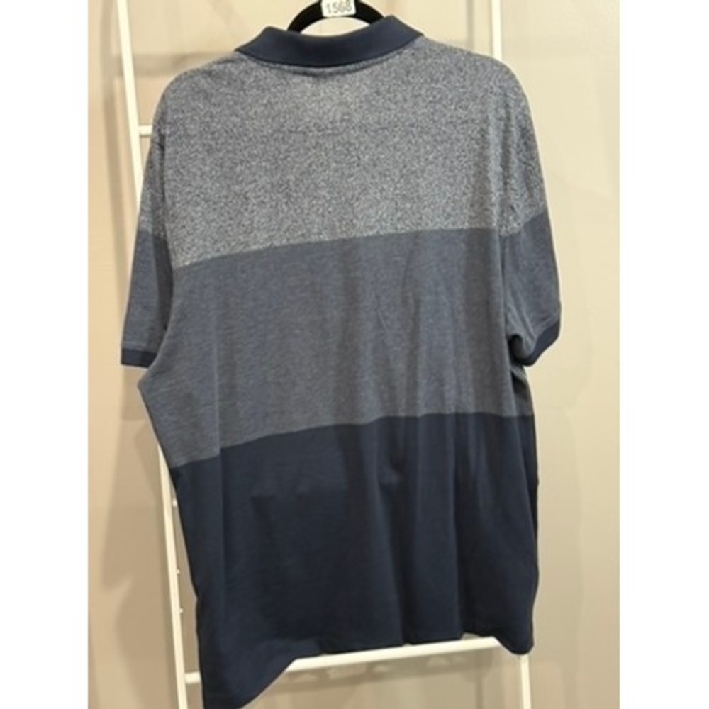 Perry Ellis Men XL Blue Colorblock Knit Polo Shirt Heathered Cotton Blend Preppy - Picture 7 of 7